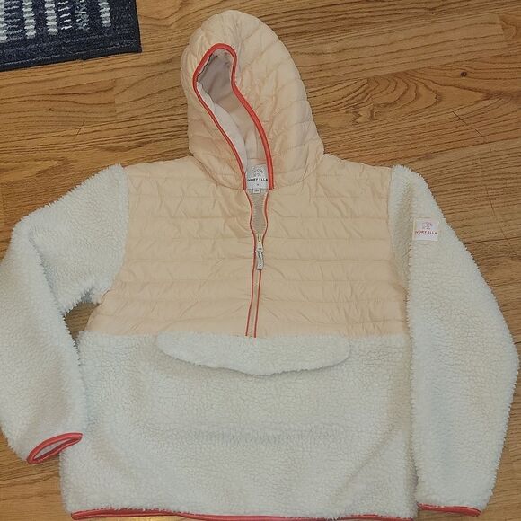IVORY ELLA 1/2 Zip Hooded Pullover Quilted & Sherpa Jacket w Soft Lining Size M - Picture 1 of 8